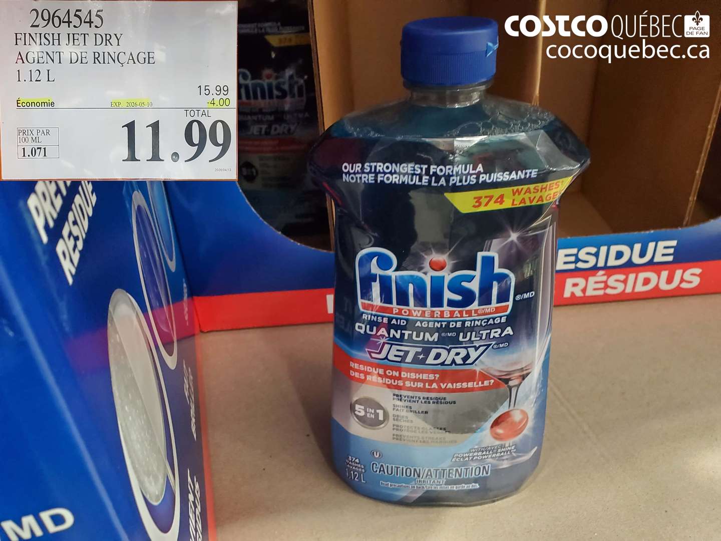 2964545 FINISH JET DRY AGENT DE RINÇAGE 1.12 L ($4.00 INSTANT SAVINGS EXPIRES ON 2026-05-10) $11.99