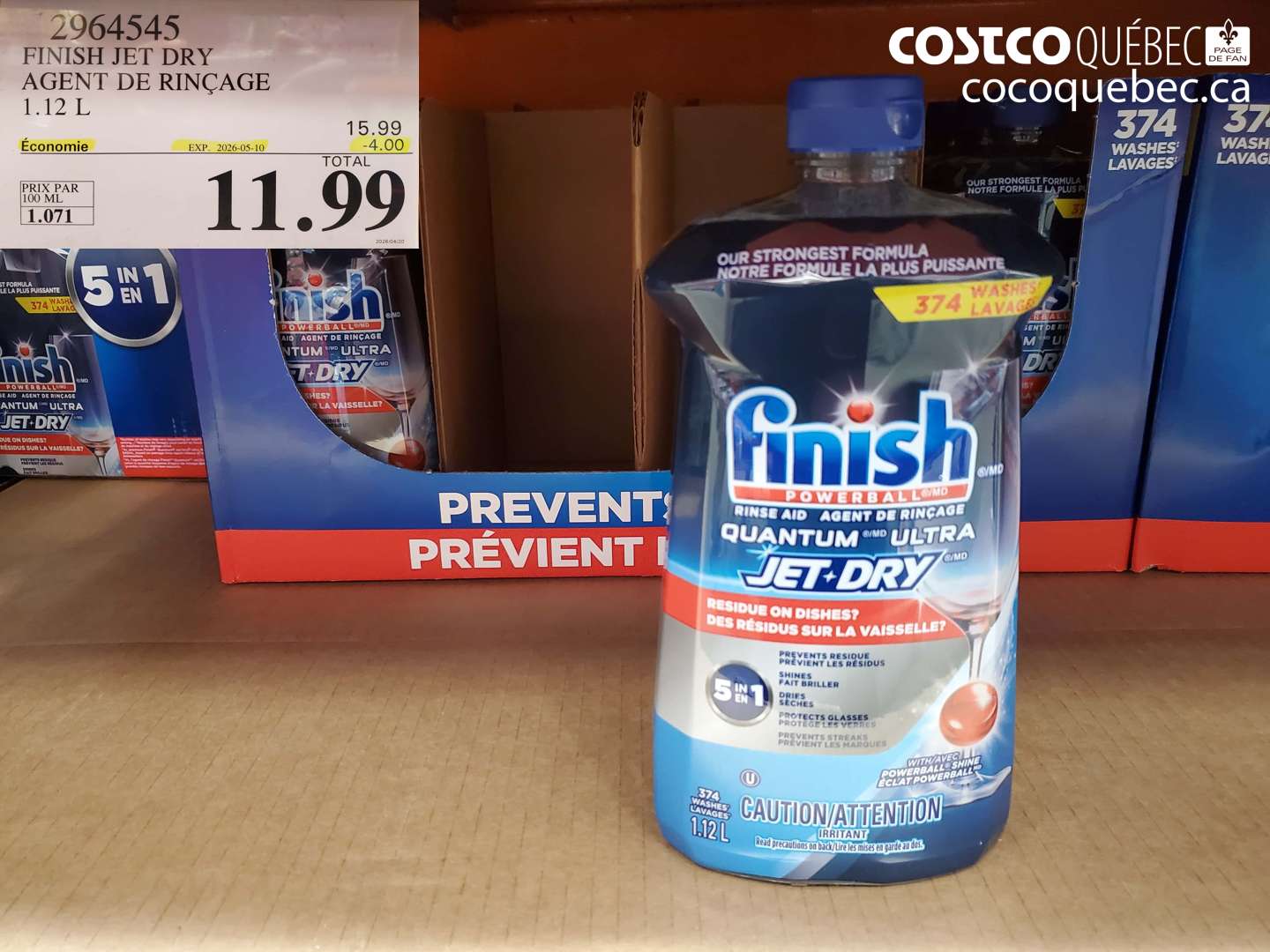 2964545 FINISH JET DRY AGENT DE RINÇAGE 1.12 L ($4.00 INSTANT SAVINGS EXPIRES ON 2026-05-10) $11.99