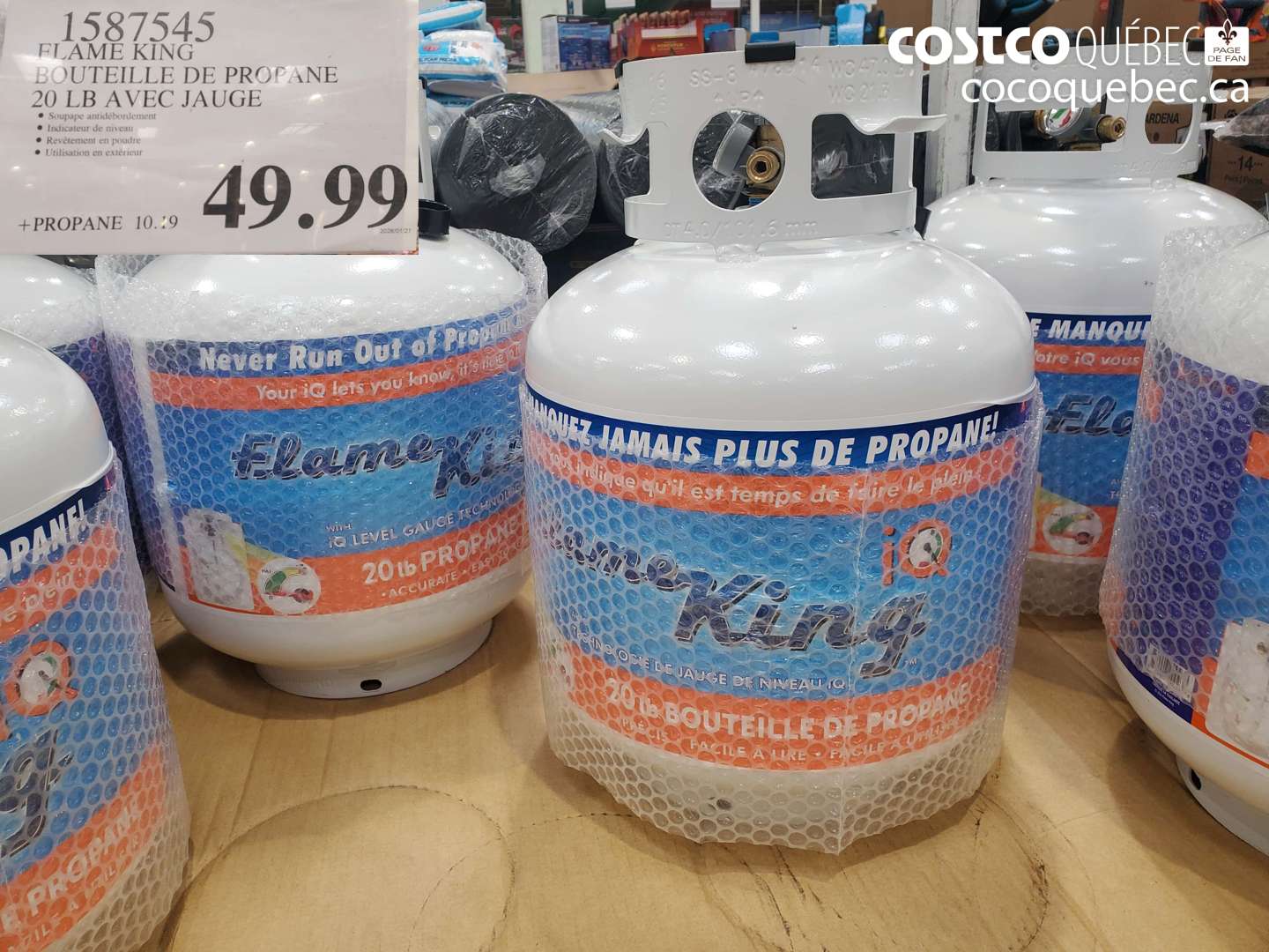 1587545 FLAME KING BOUTEILLE DE PROPANE 20 LB AVEC JAUGE $49.99