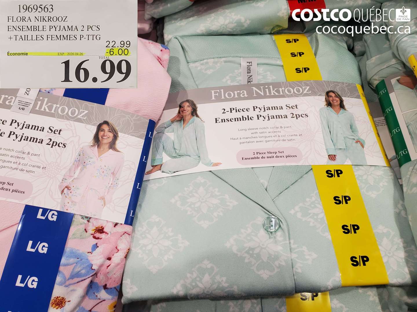 1969563 FLORA NIKROOZ ENSEMBLE PYJAMA 2 PCS + TAILLES FEMMES P-TTG ($6.00 INSTANT SAVINGS EXPIRES ON 2026-04-26) $16.99