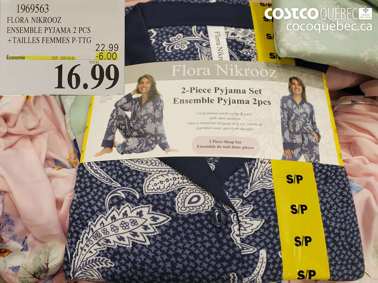 1969503 FLORA NIKROOZ ENSEMBLE PYJAMA 2 PCS + TAILLES FEMMES P-TTG ($6.00 INSTANT SAVINGS EXPIRES ON 2026-04-26) $16.99