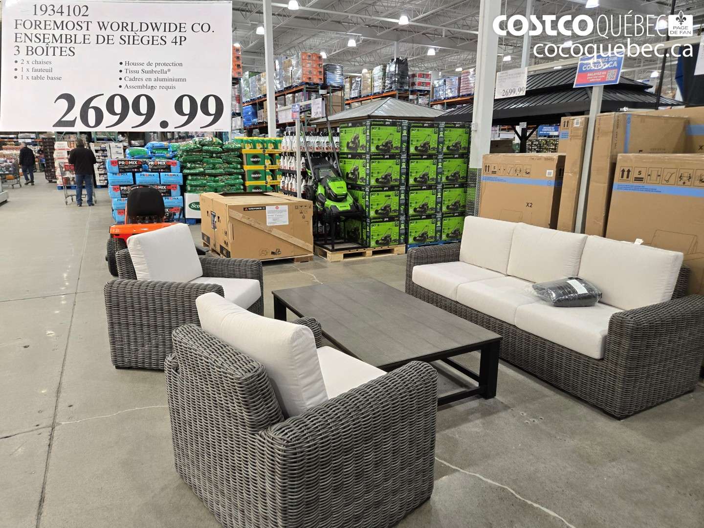 1934102 FOREMOST WORLDWIDE CO. ENSEMBLE DE SIEGES 4P 3 BOITES $2699.99