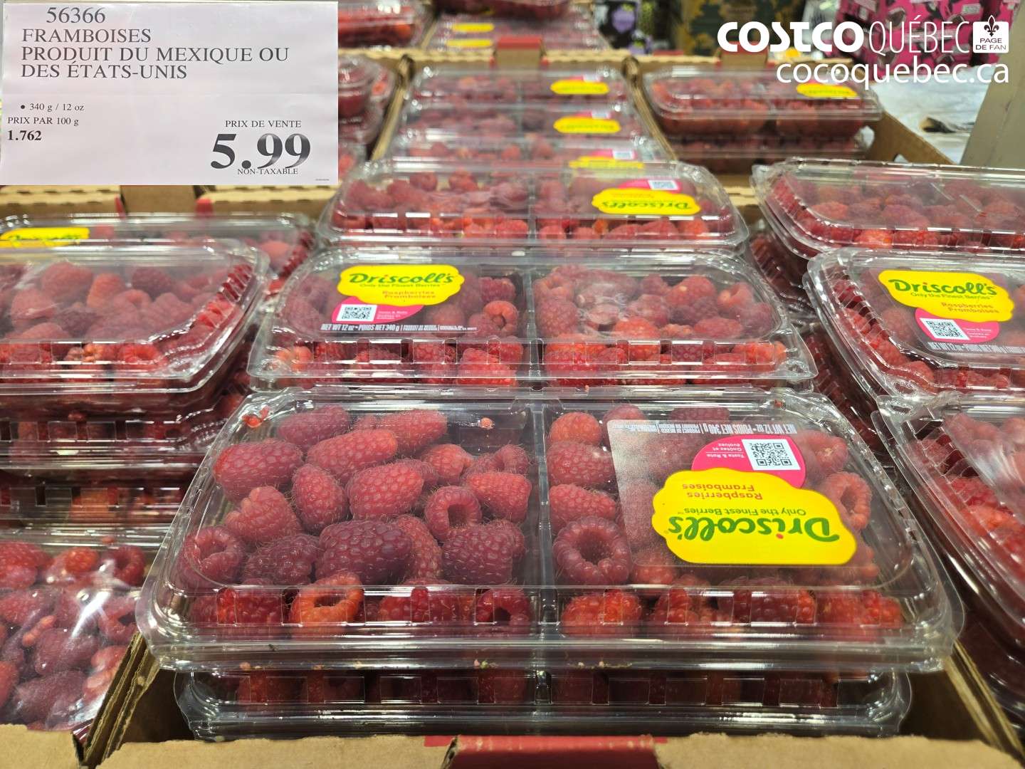 56366 FRAMBOISES PRODUIT DU MEXIQUE OU DES ETATS-UNIS $5.99