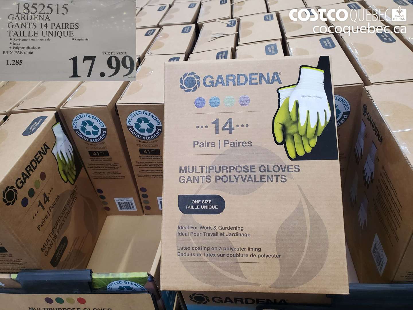 1852515 GARDENA GANTS 14 PAIRES TAILLE UNIQUE $17.99