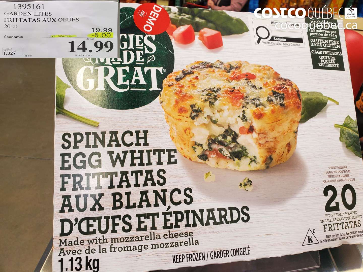 1395161 GARDEN LITES FRITTATAS AUX OEUFS 20 ct ($5.00 INSTANT SAVINGS EXPIRES ON 2026-05-10) $14.99