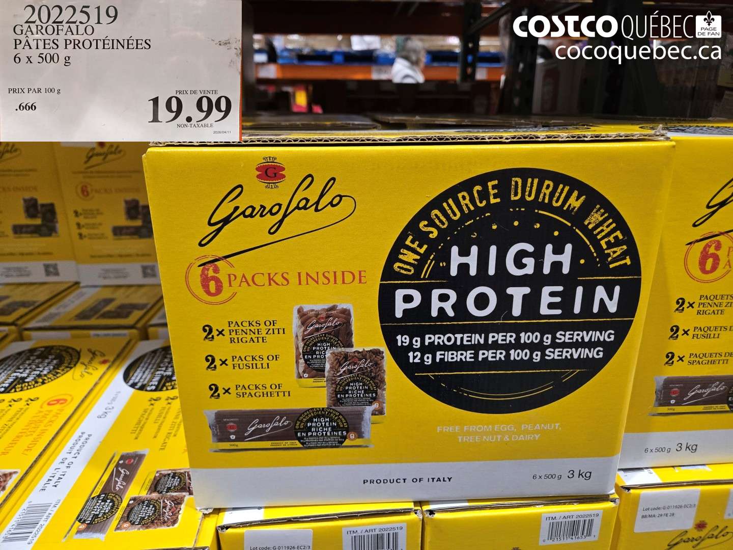 2022519 GAROFALO PÂTES PROTÉINÉES $19.99