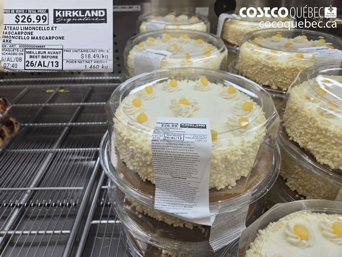 2044669 GATEAU LIMONCELLO ET MASCARPONE $26.99