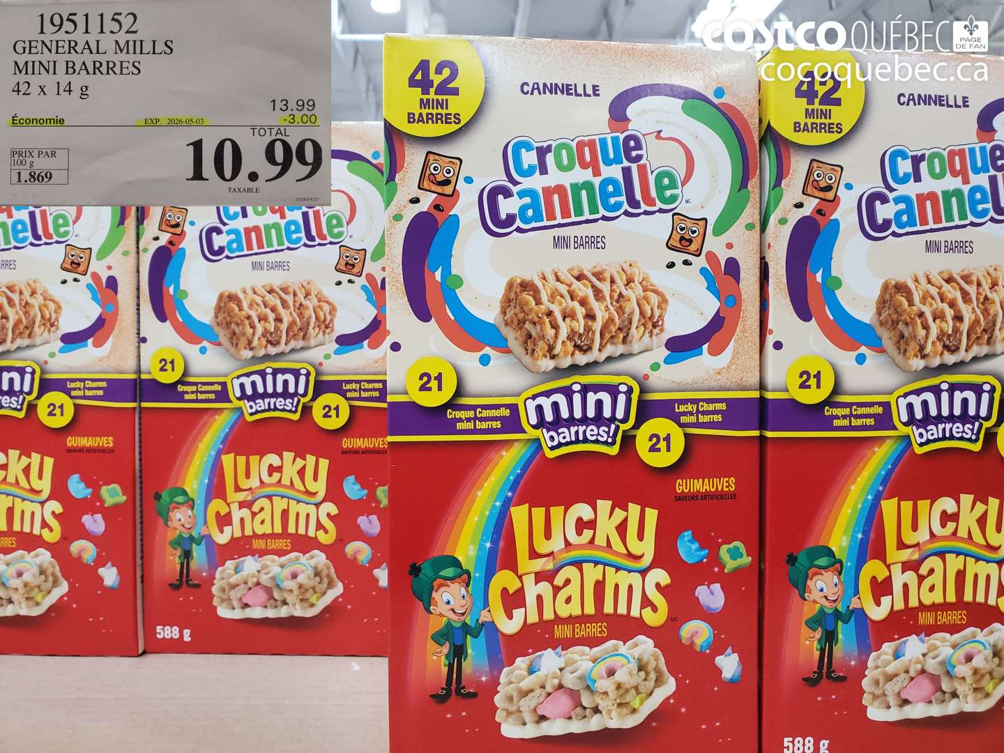 1951152 GENERAL MILLS MINI BARRES 42 X 14 G ($3.00 INSTANT SAVINGS EXPIRES ON 2026-05-03) $10.99