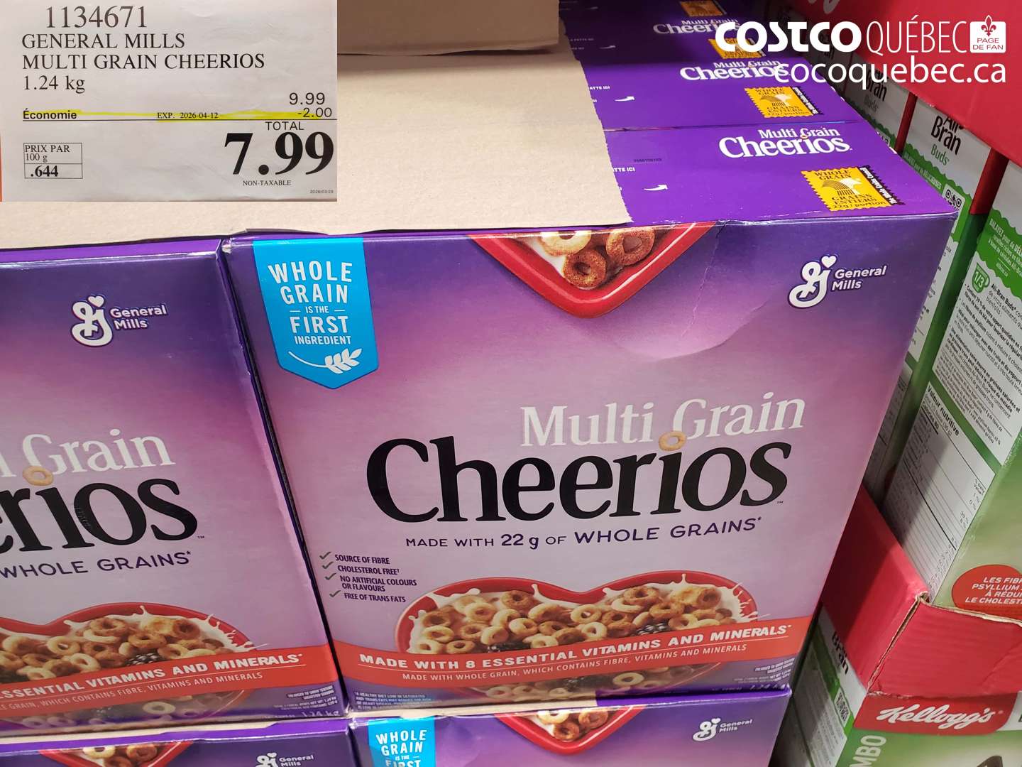 1134671 GENERAL MILLS MULTI GRAIN CHEERIOS 1.24 KG ($2.00 INSTANT SAVINGS EXPIRES ON 2026-04-12) $7.99