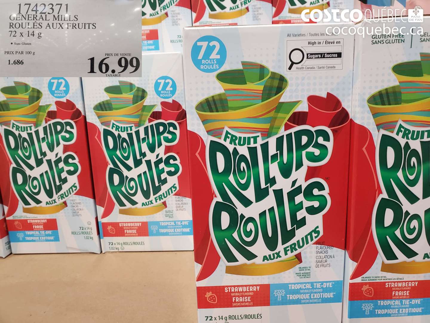 1742371 GENERAL MILLS ROULES AUX FRUITS 72 X 14 G $16.99