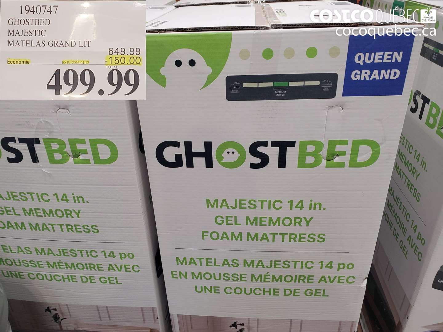1940747 GHOSTBED MAJESTIC MATELAS GRAND LIT ($150.00 INSTANT SAVINGS EXPIRES ON 2026-04-12) $499.99