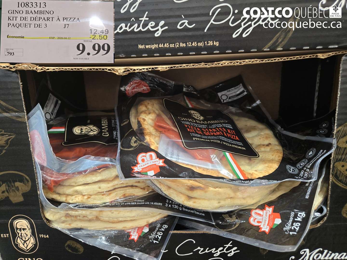1083313 GINO BAMBINO KIT DE DÉPART À PIZZA PAQUET DE 3 ($2.50 INSTANT SAVINGS EXPIRES ON 2026-04-12) $9.99