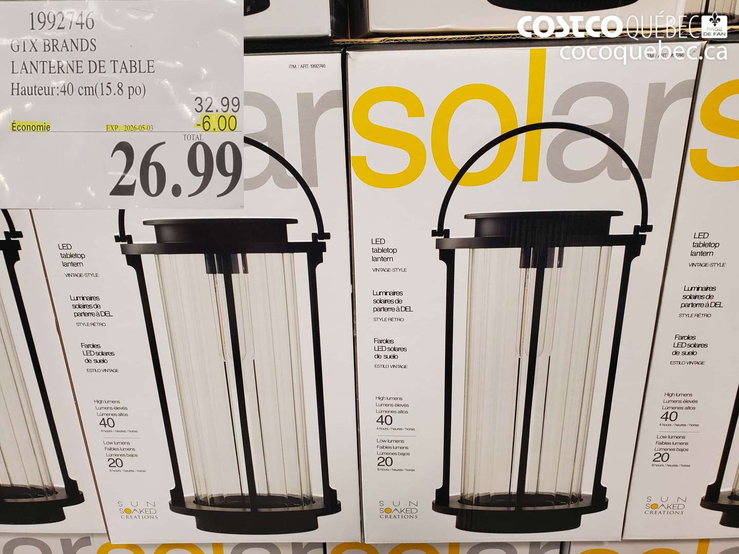1992746 GIX BRANDS LANTERNE DE TABLE HAUTEUR:40 CM(15.8 PO) ($6.00 INSTANT SAVINGS EXPIRES ON 2026-05-03) $26.99