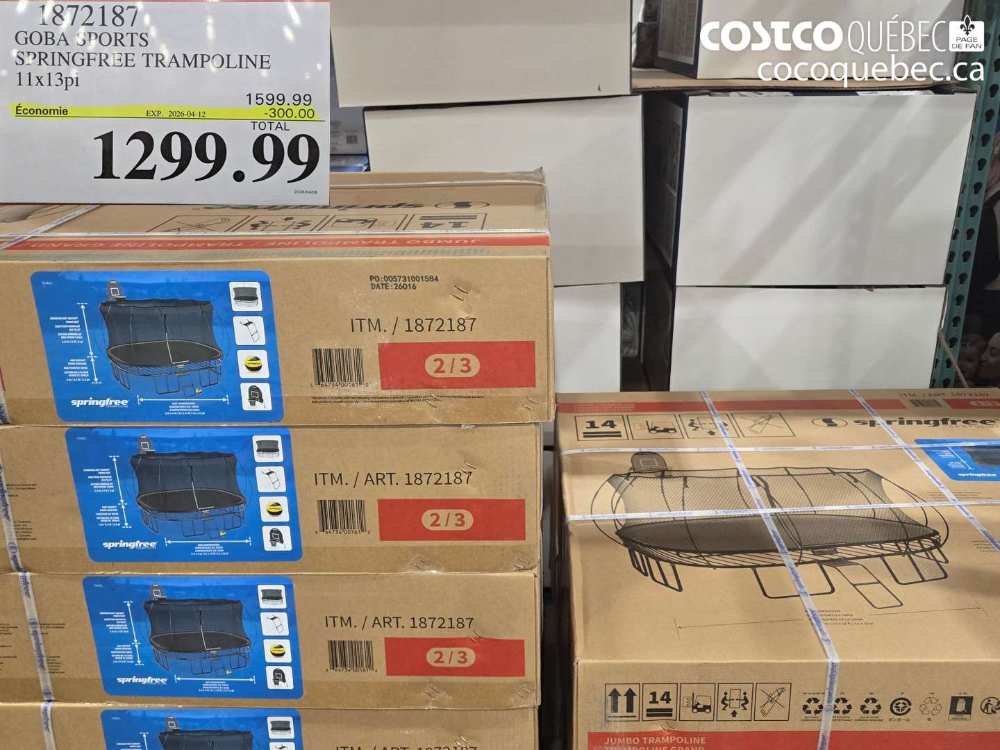 1872187 GOBA SPORTS SPRINGFREE TRAMPOLINE 11X13PI ($300.00 INSTANT SAVINGS EXPIRES ON 2026-04-12) $1299.99