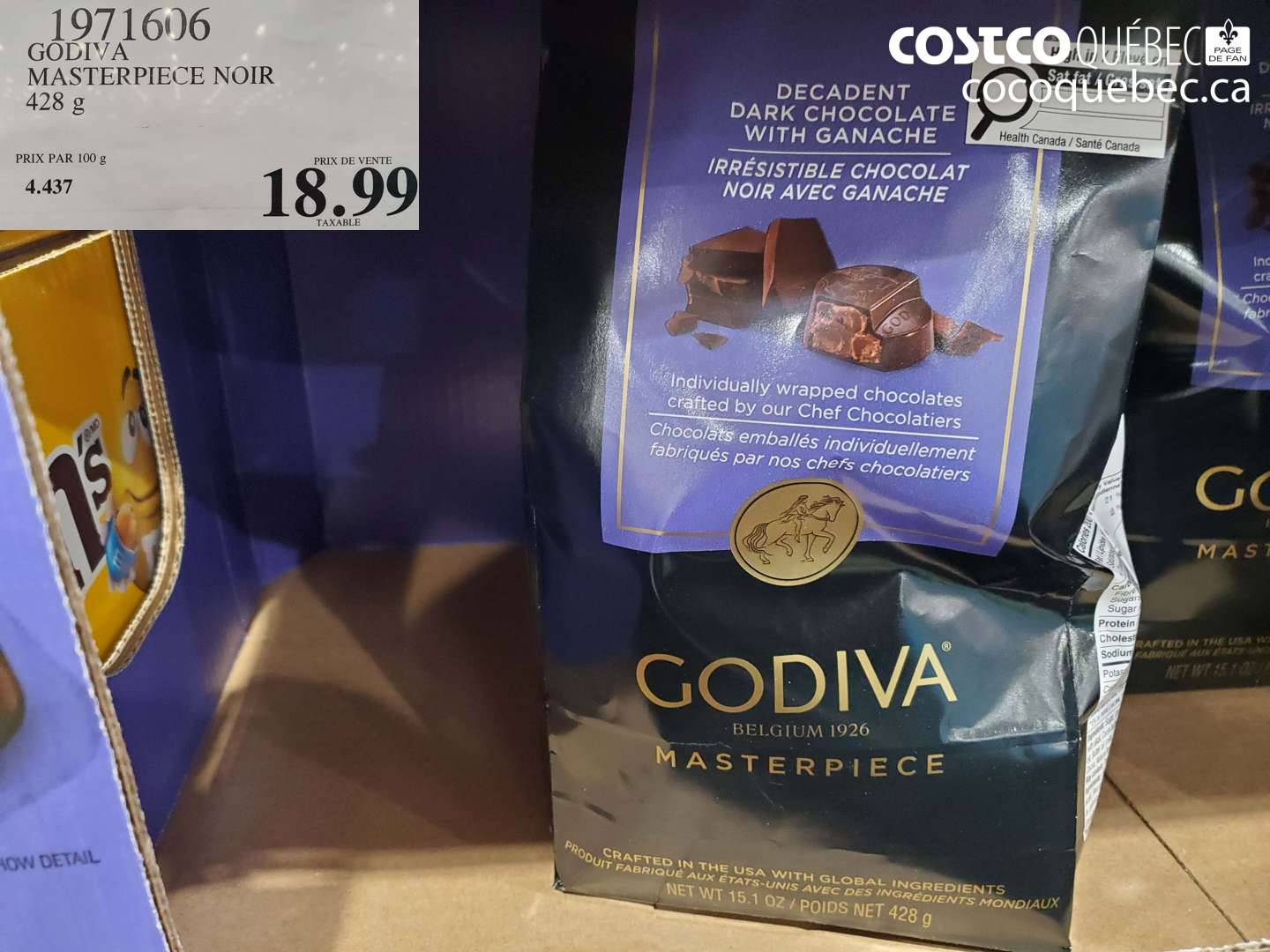 1971606 GODIVA MASTERPIECE NOIR 428 G $18.99