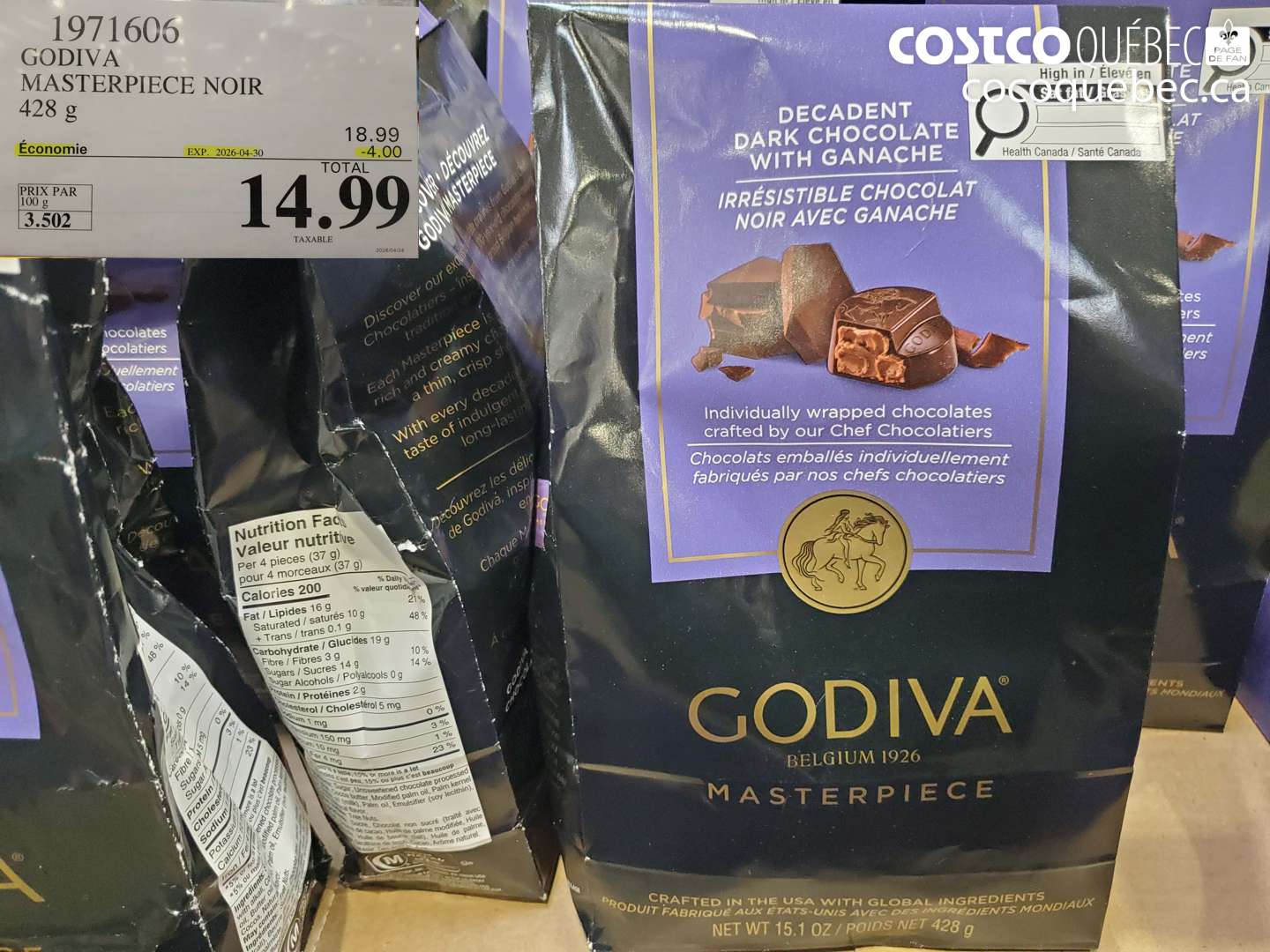 1971606 GODIVA MASTERPIECE NOIR 428 G ($4.00 INSTANT SAVINGS EXPIRES ON 2026-04-30) $14.99