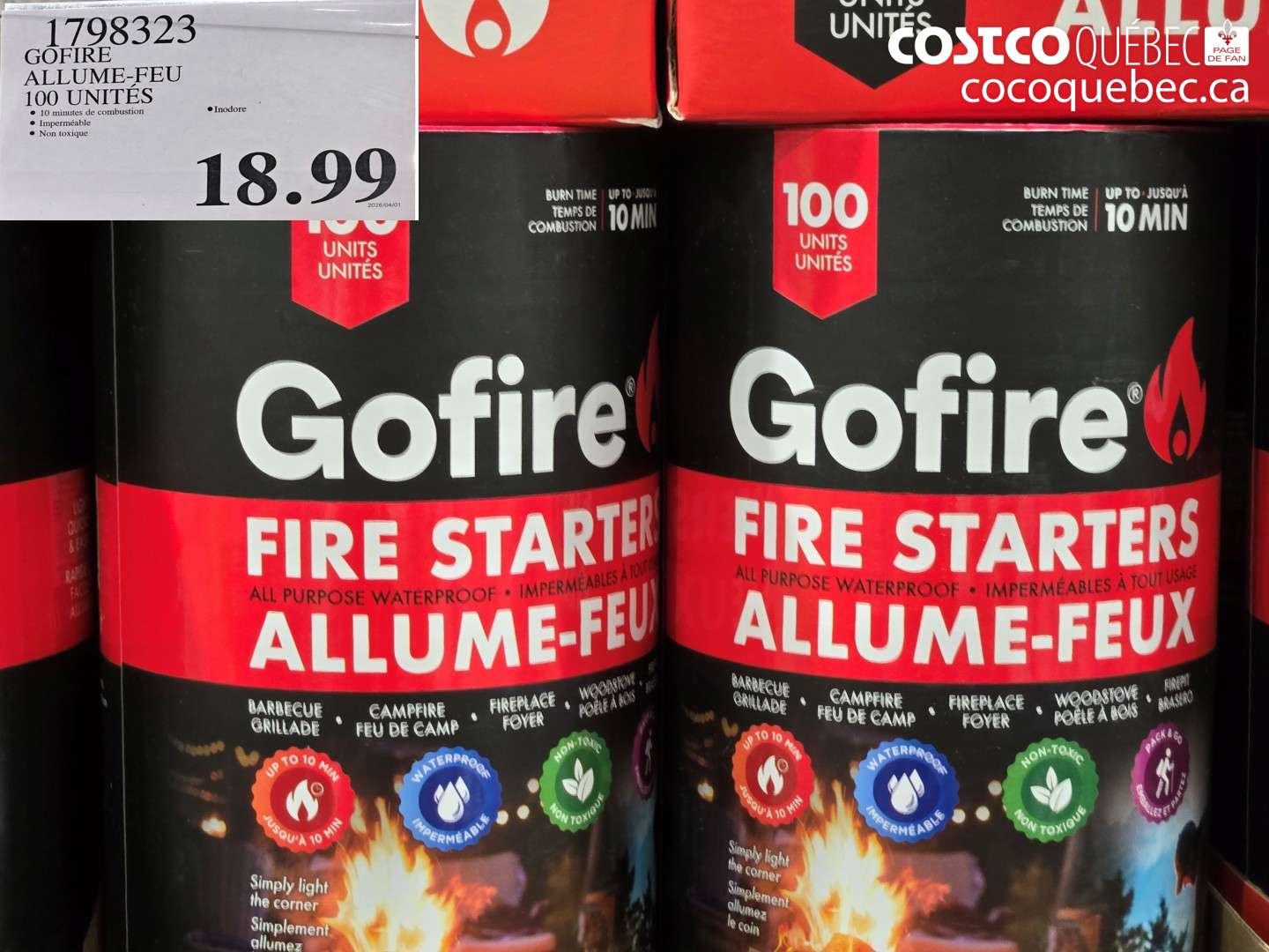1798323 GOFIRE ALLUME-FEU 100 UNITÉS $18.99
