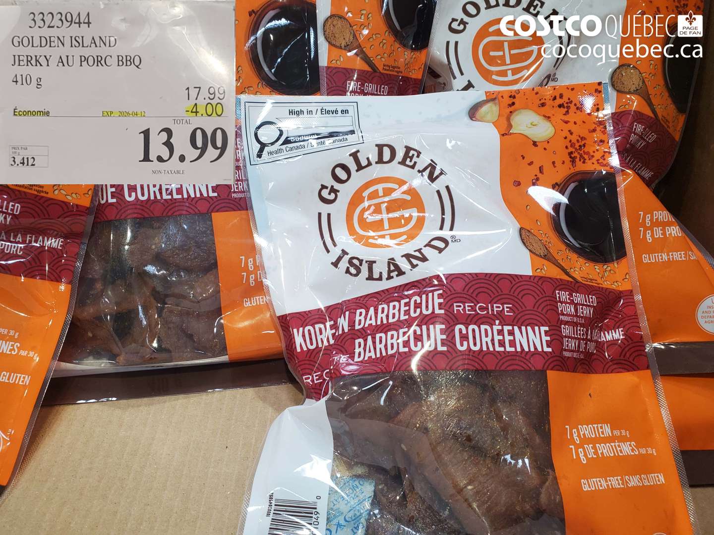 3323944 GOLDEN ISLAND JERKY AU PORC BBQ 410 G ($4.00 INSTANT SAVINGS EXPIRES ON 2026-04-12) $13.99