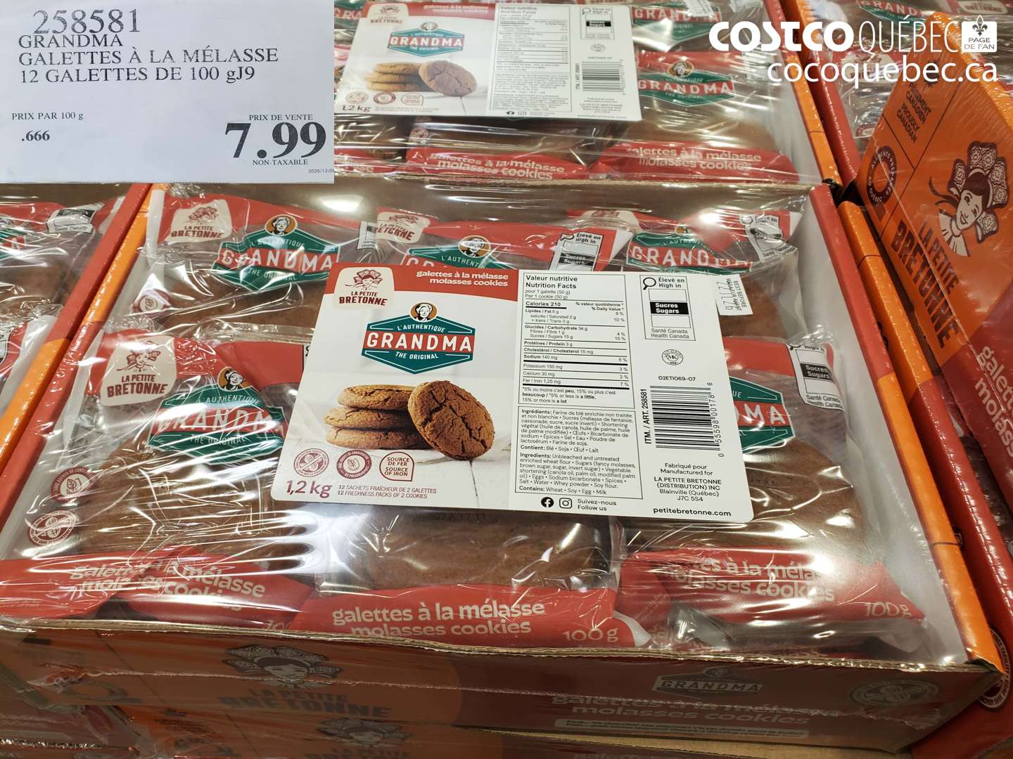 258581 GRANDMA GALETTES A LA MELASSE 12 GALETTES DE 100 G $7.99
