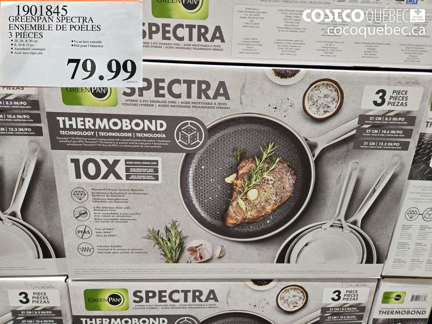 1901845 GREENPAN SPECTRA ENSEMBLE DE POÊLES 3 PIÈCES $79.99