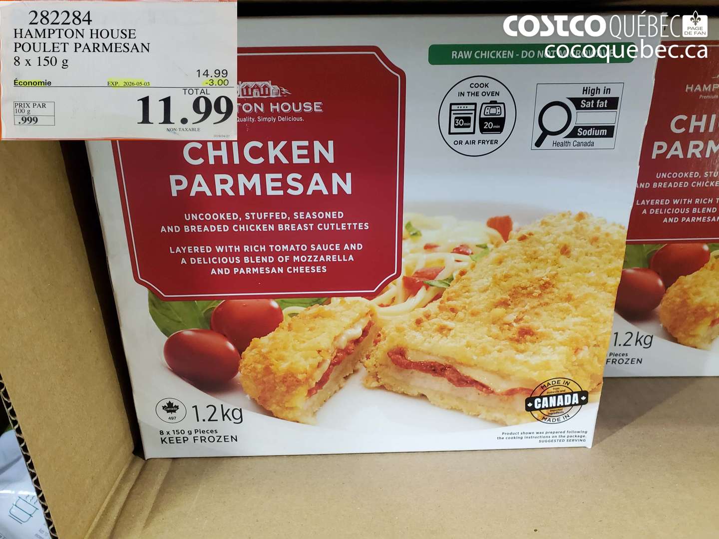 282284 HAMPTON HOUSE POULET PARMESAN 8 X 150 G ($3.00 INSTANT SAVINGS EXPIRES ON 2026-05-03) $11.99