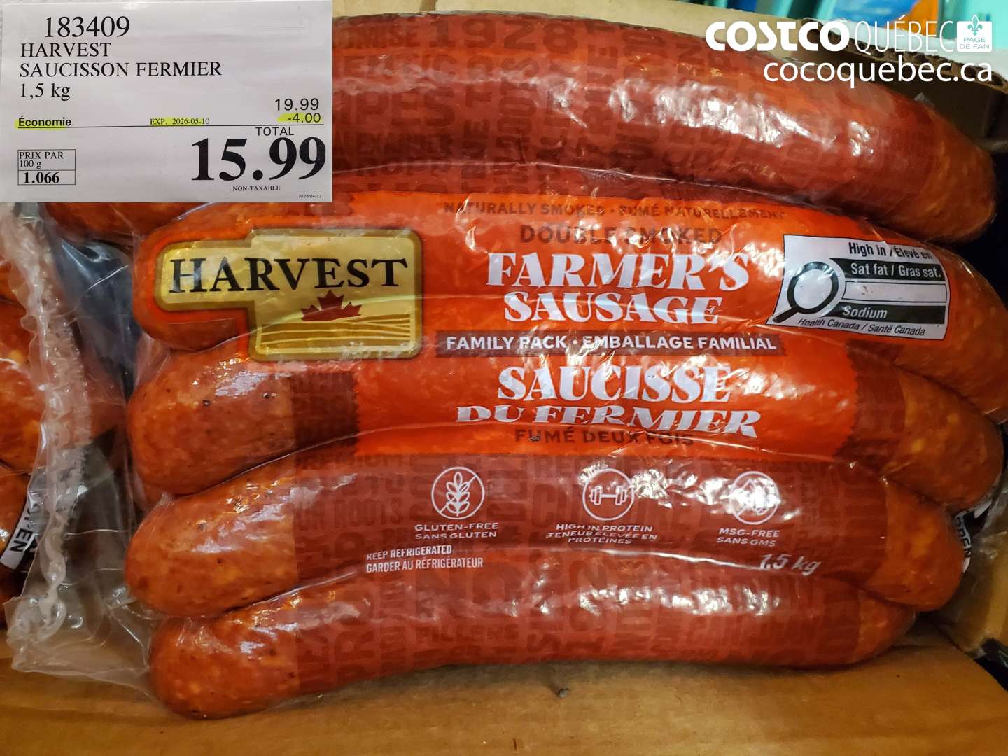 183409 HARVEST SAUCISSON FERMIER ($4.00 INSTANT SAVINGS EXPIRES ON 2026-05-10) $15.99