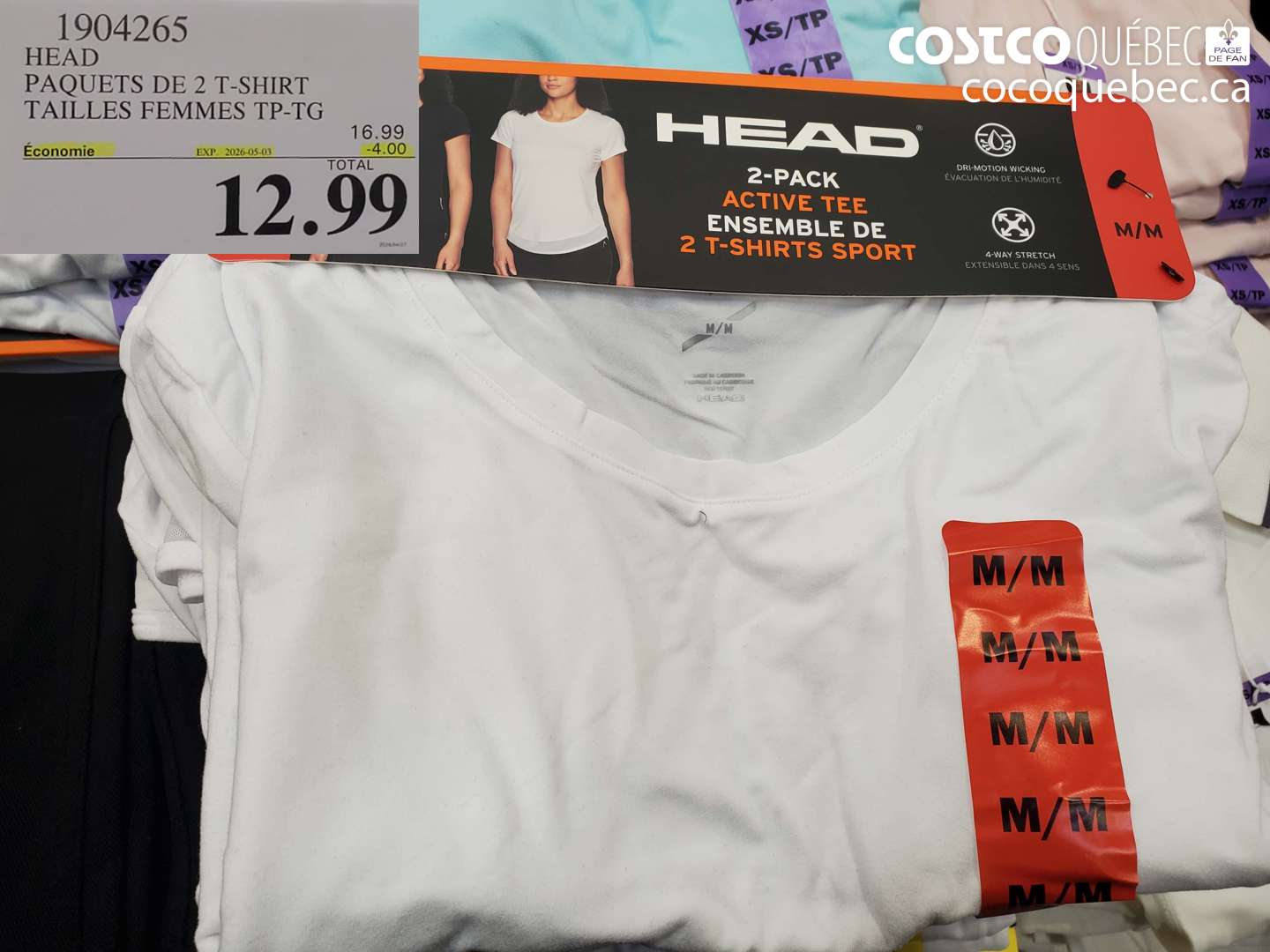 1904265 HEAD PAQUETS DE 2 T-SHIRT TAILLES FEMMES TP-TG ($4.00 INSTANT SAVINGS EXPIRES ON 2026-05-03) $12.99