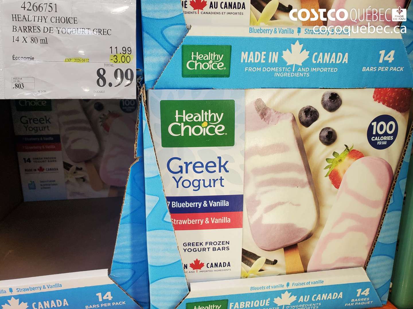 4266751 HEALTHY CHOICE BARRES DE YOGOURT GREC 14 X 80 ML ($3.00 INSTANT SAVINGS EXPIRES ON 2026-04-12) $8.99