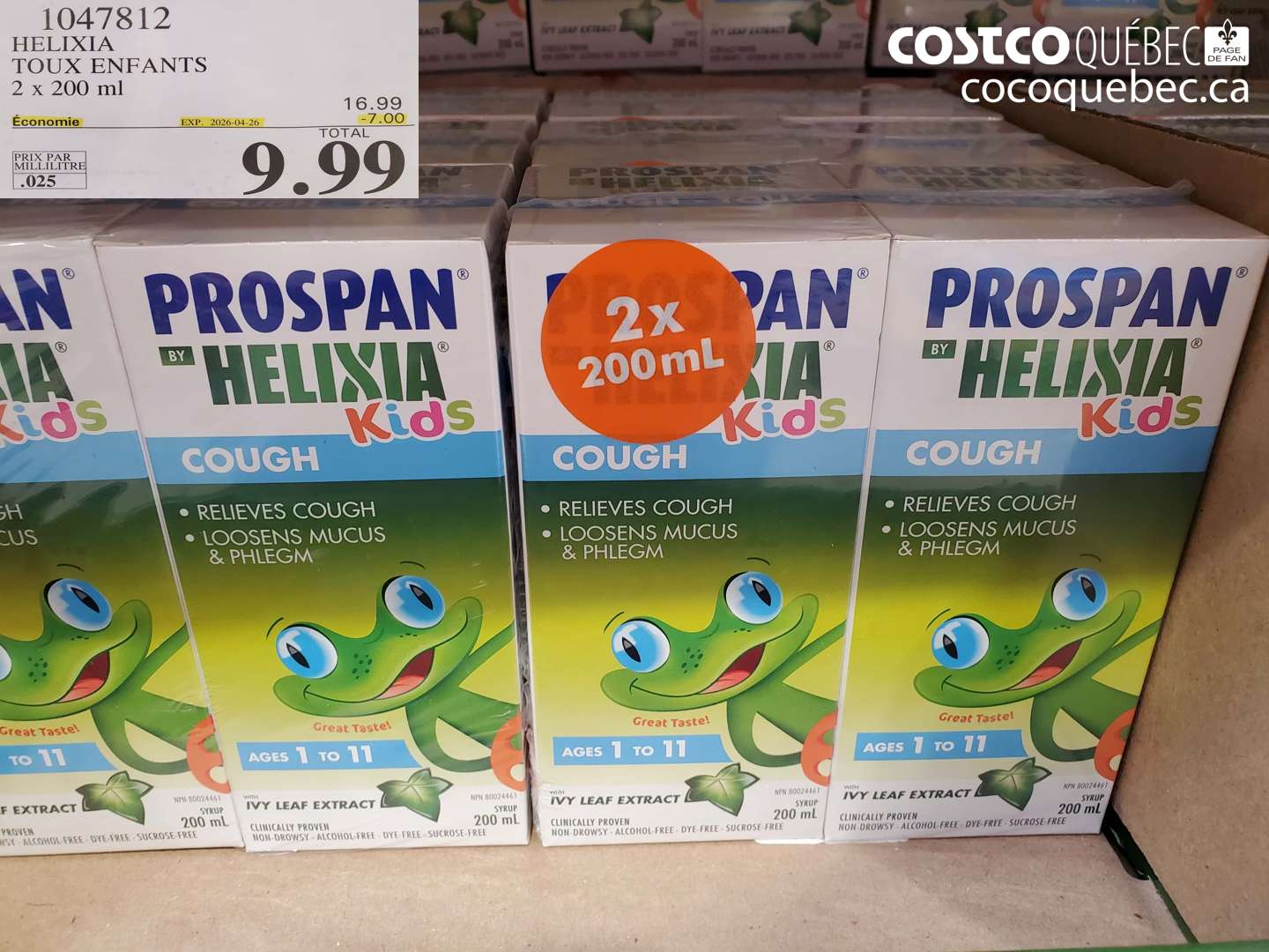 1047812 HELIXIA TOUX ENFANTS 2 X 200 ML ($7.00 INSTANT SAVINGS EXPIRES ON 2026-04-26) $9.99