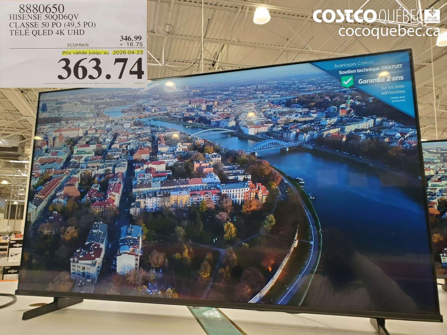 8880650 HISENSE 50QD6QV CLASSE 50 PO (49,5 PO) TELE QLED 4K UHD (EXPIRES ON 2026-04-23) $346.99