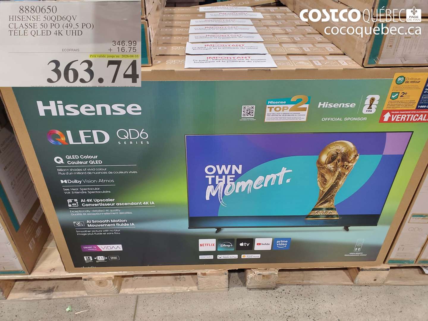 8880650 HISENSE 50QDQV (EXPIRES ON 2026-04-16) $363.74