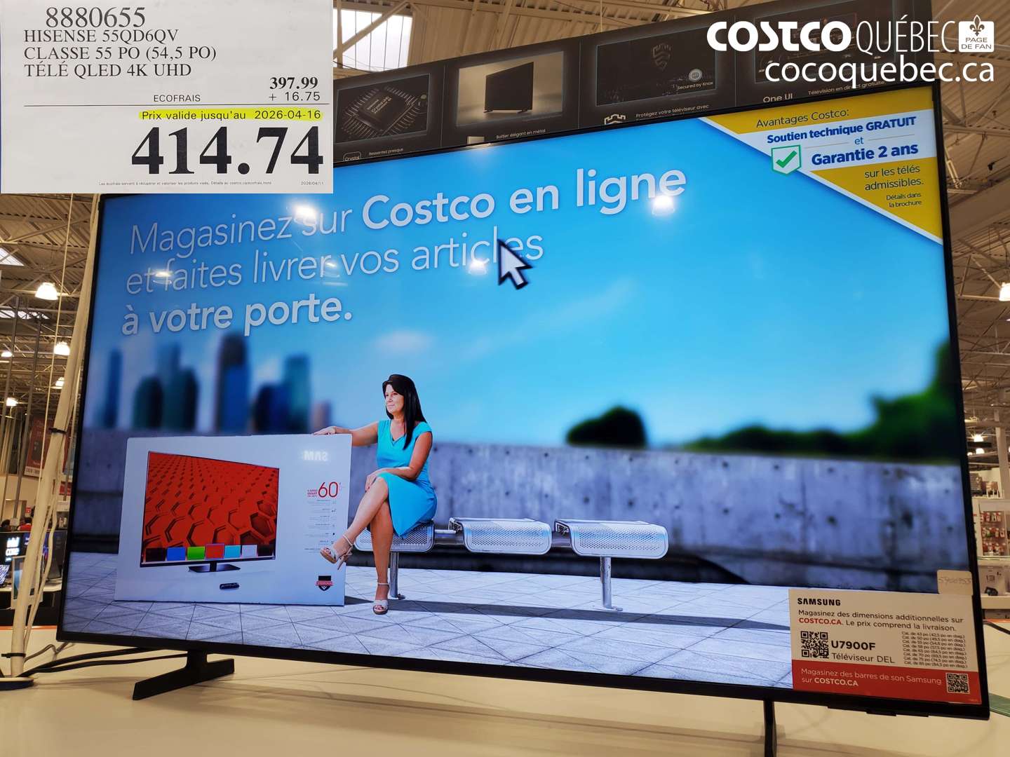 8880655 HISENSE 55QDQ6QV CLASSE 55 PO (54,5 PO) TÉLÉ QLED 4K UHD (EXPIRES ON 2026-04-16) $414.74