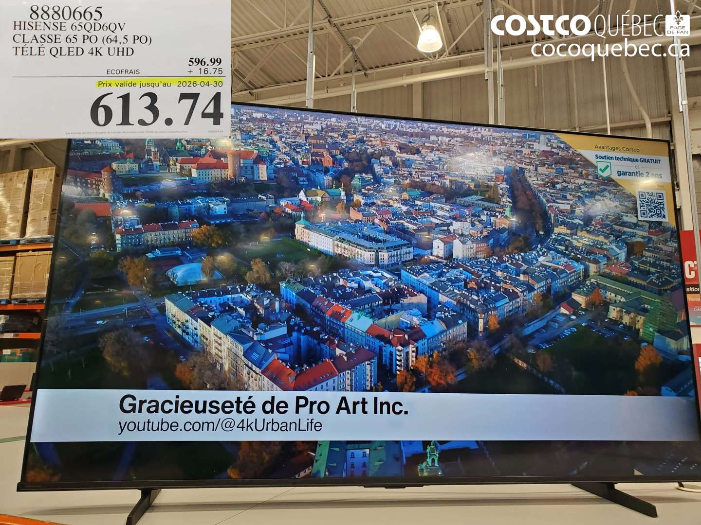 888065 HISENSE 65Q6QV TELE QLED 4K UHD (EXPIRES ON 2026-04-30) $613.74