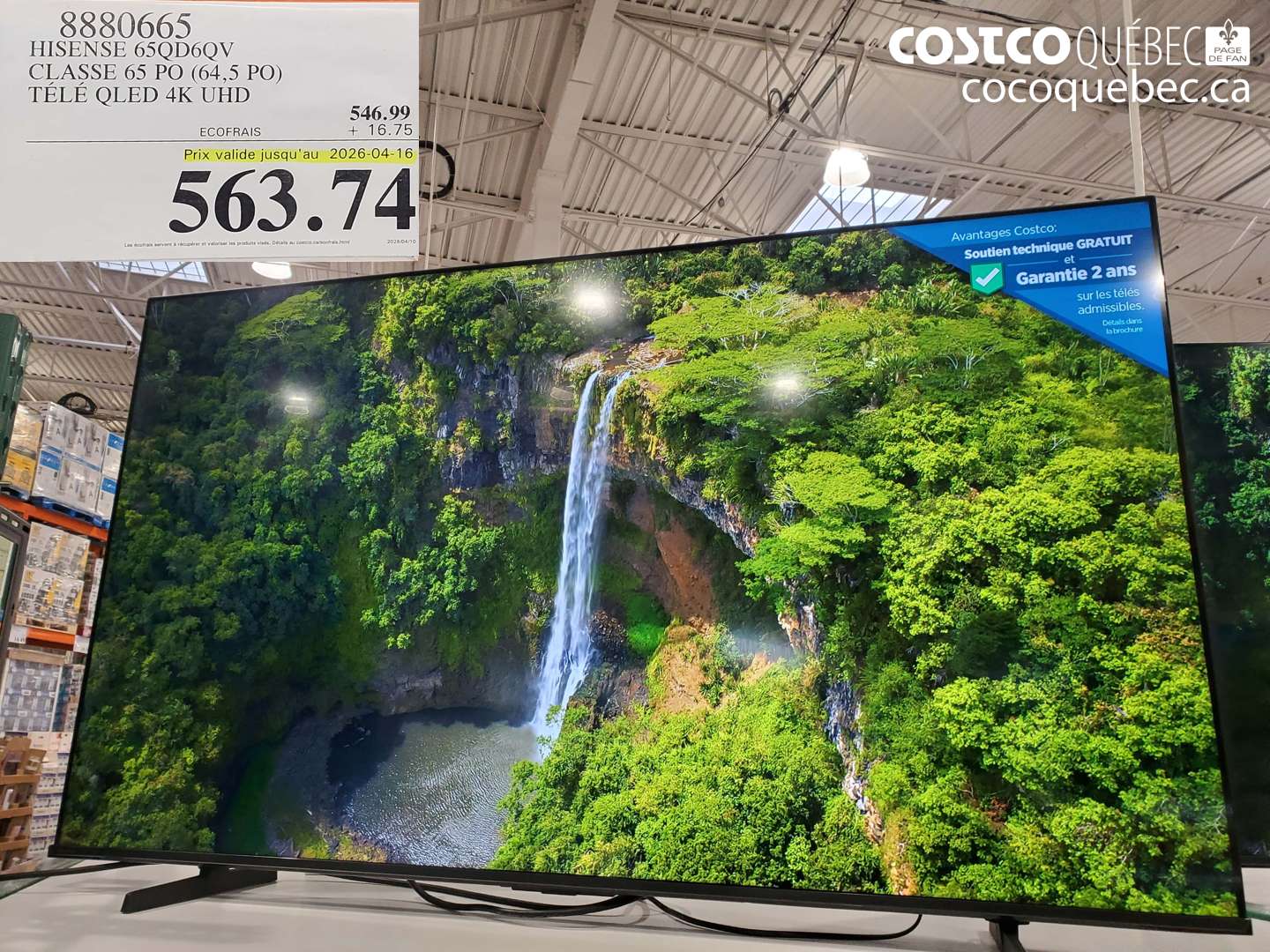 8880665 HISENSE 65QD6QV CLASSE 65 PO (64,5 PO) TÉLÉ QLED 4K UHD (EXPIRES ON 2026-04-16) $563.74