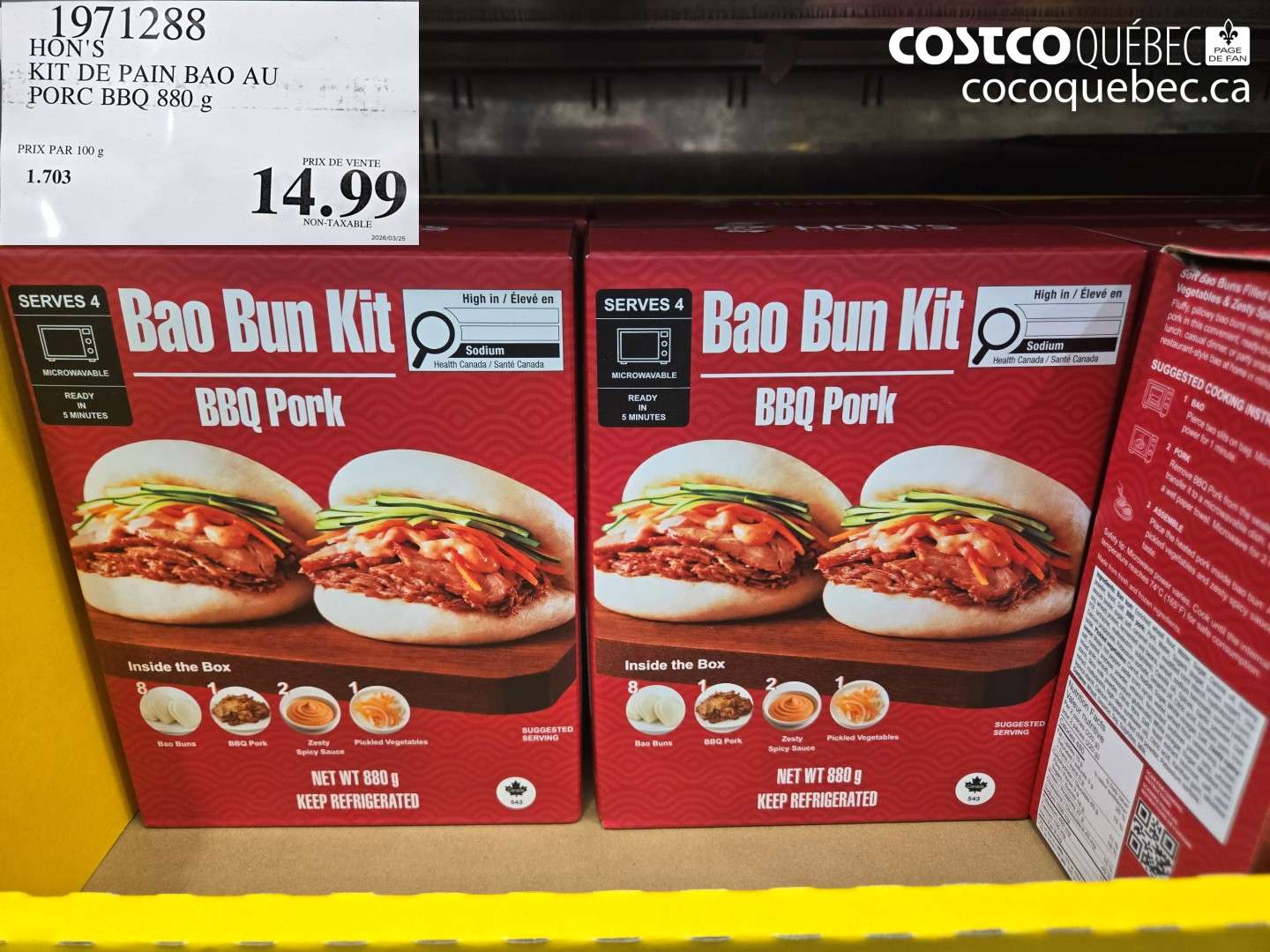 1971288 HON'S KIT DE PAIN BAO AU PORC BBQ 880 G $14.99