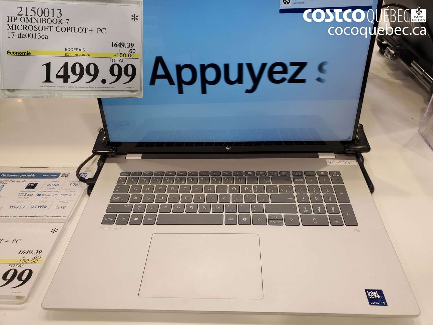 2150013 HP OMNIBOOK 7 MICROSOFT COPILOT + PC 17-DC0013CA ($150.00 INSTANT SAVINGS EXPIRES ON 2026-04-30) $1499.99