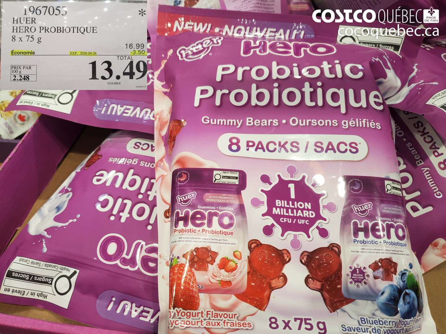 1967053 HUER HERO PROBIOTIQUE 8 X 75 G ($3.50 INSTANT SAVINGS EXPIRES ON 2026-04-26) $13.49