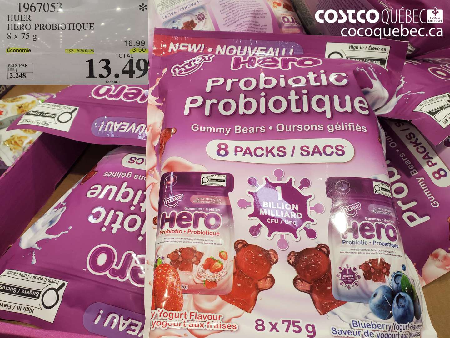 1967053 HUER HERO PROBIOTIQUE 8 X 75 G ($3.50 INSTANT SAVINGS EXPIRES ON 2026-04-26) $13.49