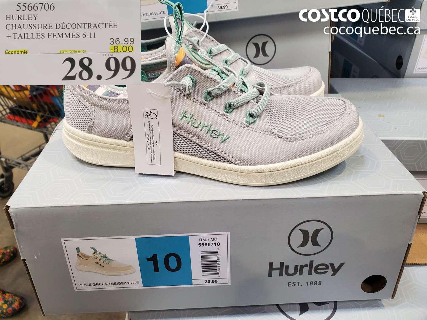 5566706 HURLEY CHAUSSURE DÉCONTRACTÉE +TAILLES FEMMES 6-11 ($8.00 INSTANT SAVINGS EXPIRES ON 2026-04-26) $28.99