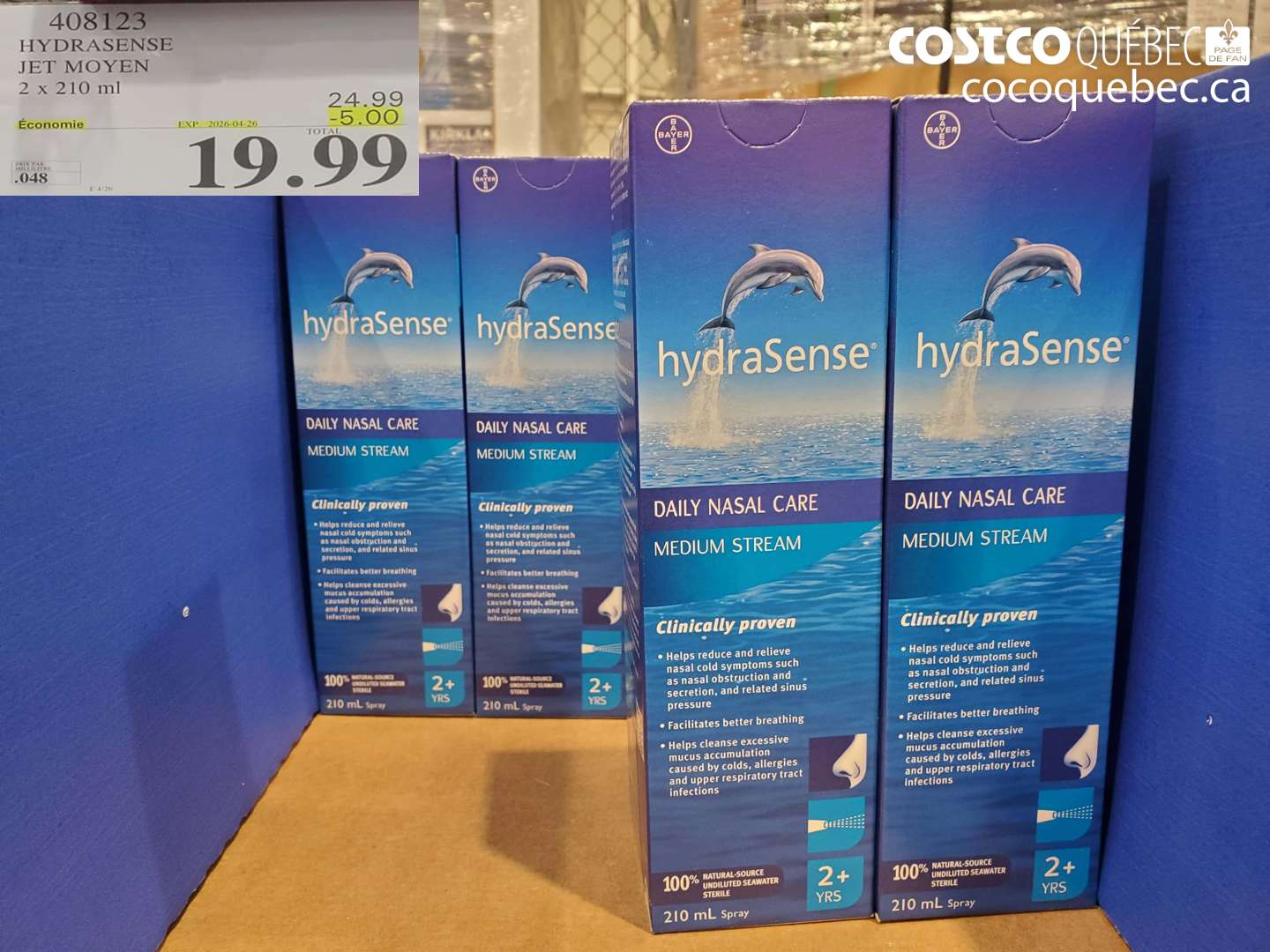 408123 HYDRASENSE JET MOYEN 2 X 210 ML ($5.00 INSTANT SAVINGS EXPIRES ON 2026-04-26) $19.99