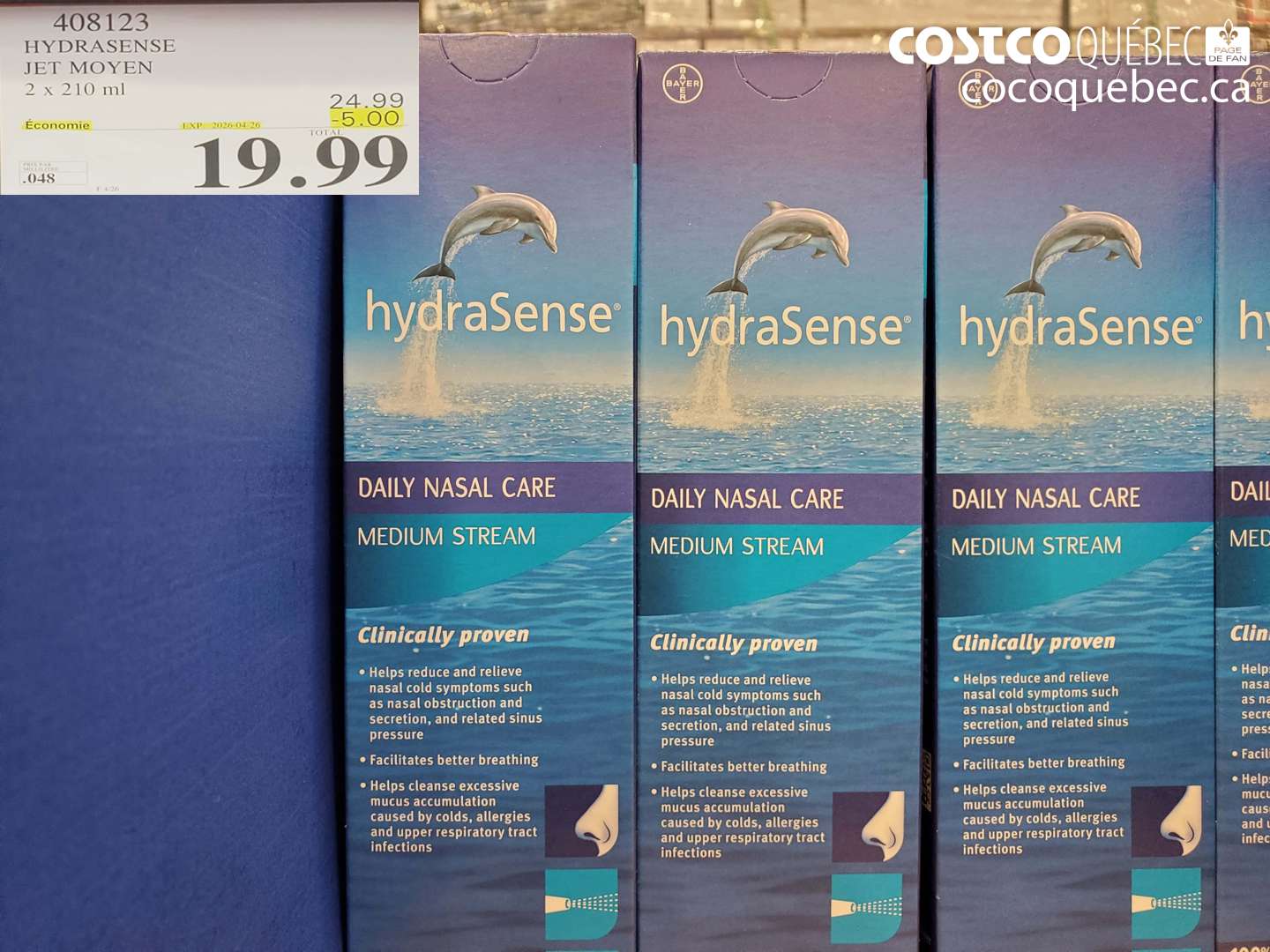 408123 HYDRASENSE JET MOYEN 2 X 210 ML ($5.00 INSTANT SAVINGS EXPIRES ON 2026-04-26) $19.99
