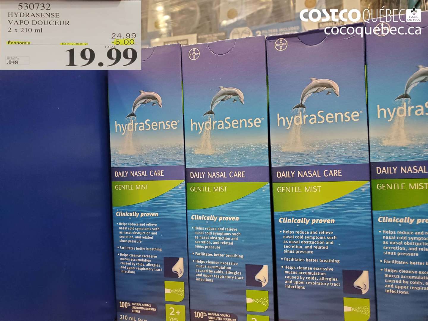 530732 HYDRASENSE VAPO DOCEUR 2 X 210 ML ($5.00 INSTANT SAVINGS EXPIRES ON 2026-04-26) $19.99