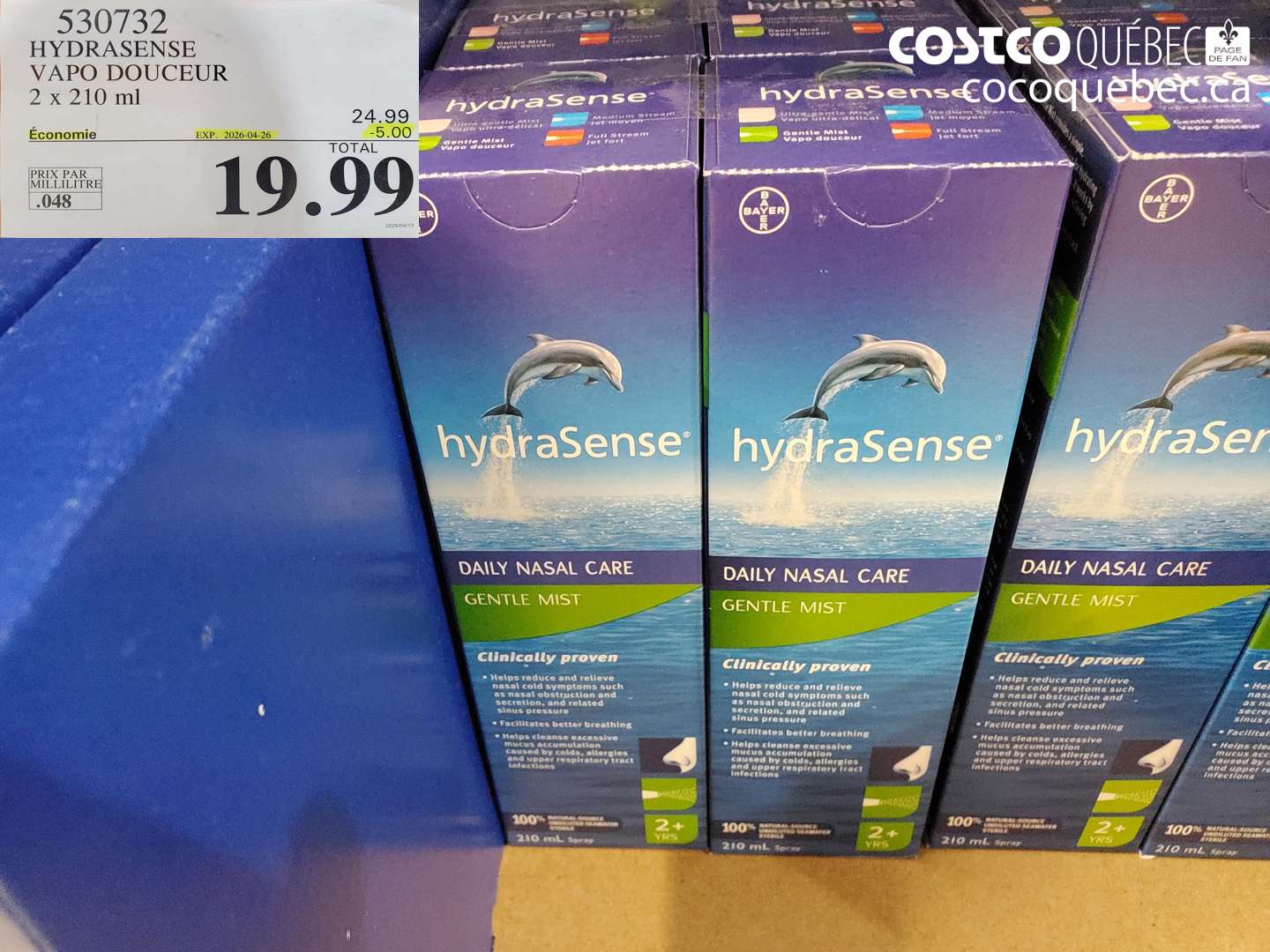 530732 HYDRASENSE VAPO DOUCEUR 2 X 210 ML ($5.00 INSTANT SAVINGS EXPIRES ON 2026-04-26) $19.99