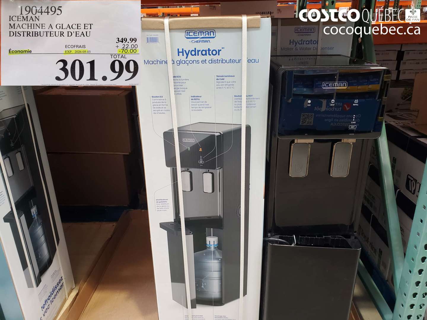 1904495 ICEMAN MACHINE A GLACE ET DISTRIBUTEUR D'EAU ($70.00 INSTANT SAVINGS EXPIRES ON 2026-05-03) $301.99