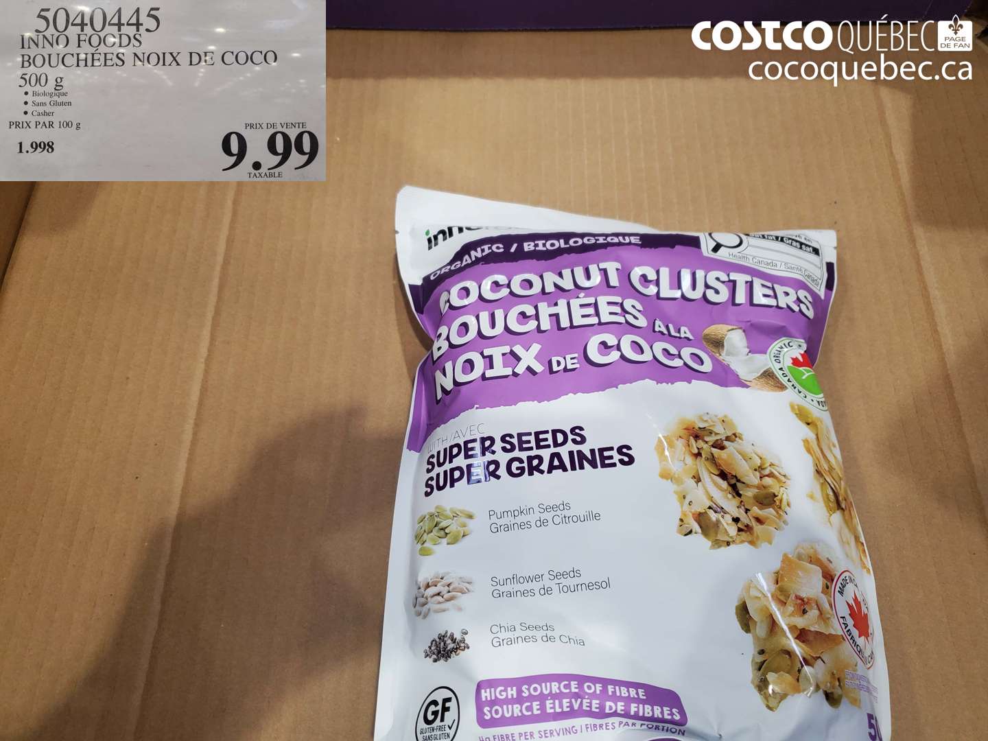 5040445 INNO FOODS BOUCHÉES NOIX DE COCO 500 G $9.99