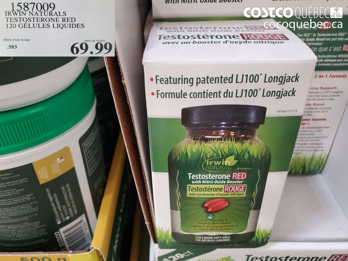 1587009 IRWIN NATURALS TESTOSTERONE RED 120 GELULES LIQUIDES $69.99