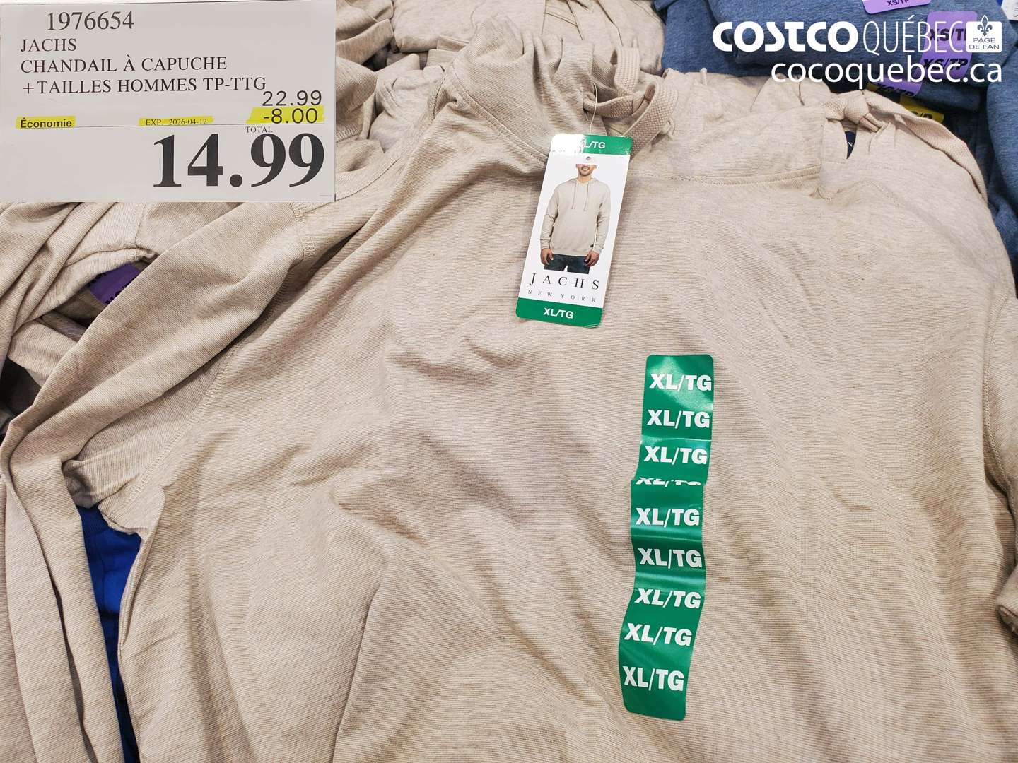 1976654 JACHS CHANDAIL À CAPUCHE + TAILLES HOMMES TP-TTG ($8.00 INSTANT SAVINGS EXPIRES ON 2026-04-12) $14.99