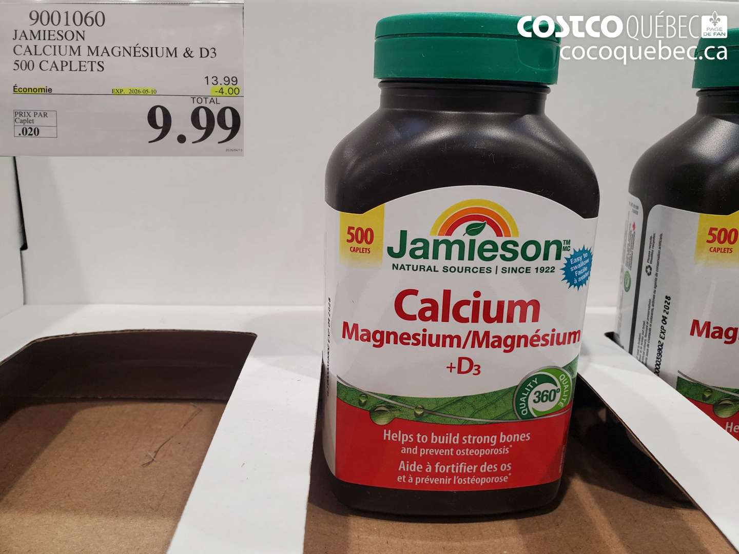 9001060 JAMIESON CALCIUM MAGNESIUM & D3 500 CAPLETS ($4.00 INSTANT SAVINGS EXPIRES ON 2026-05-10) $9.99