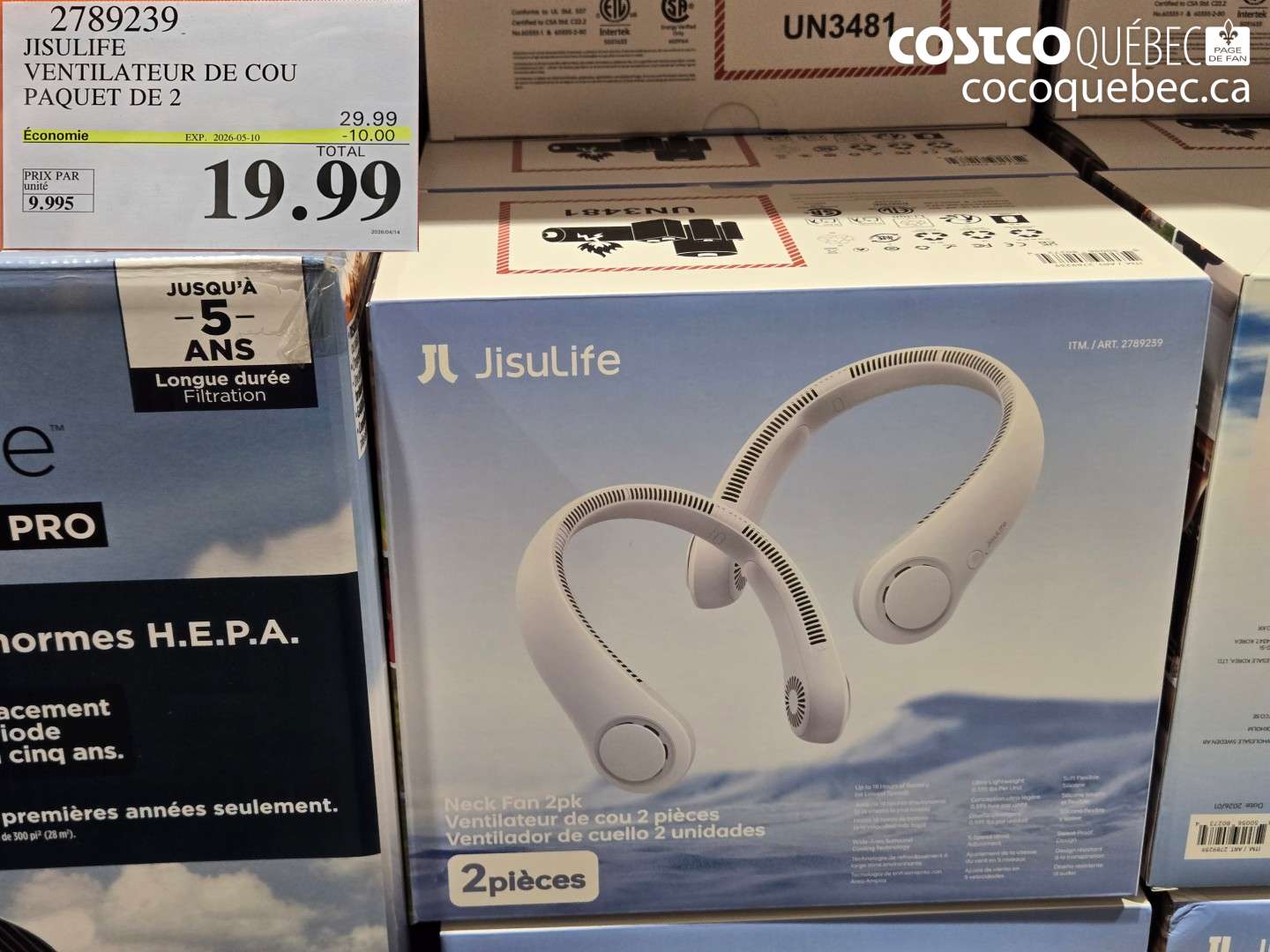 2789239 JISULIFE VENTILATEUR DE COU PAQUET DE 2 ($10.00 INSTANT SAVINGS EXPIRES ON 2026-05-10) $19.99