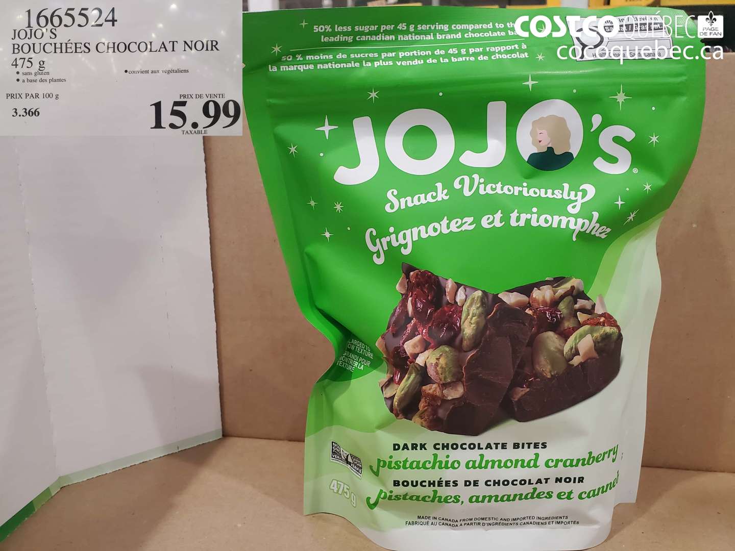 1656524 JOJO'S BOUCHÉES CHOCOLAT NOIR 475 g $15.99